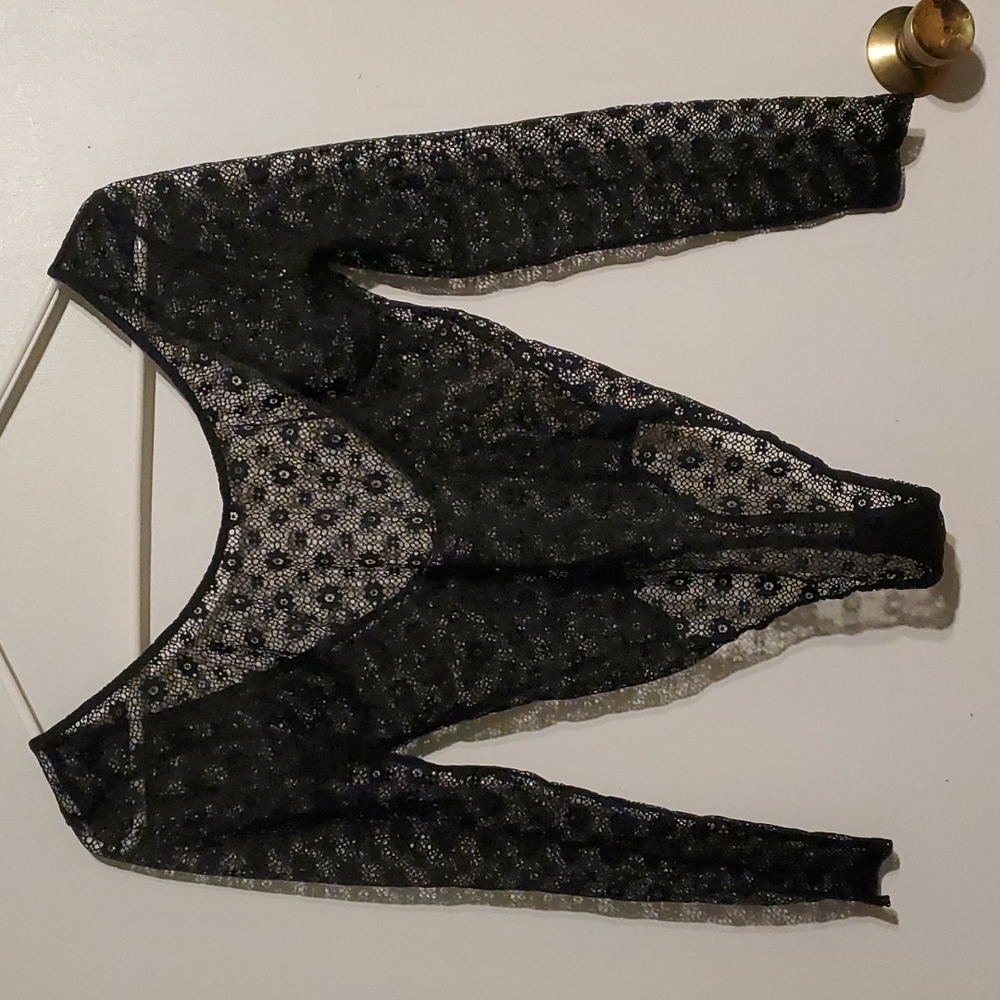 NEW Victoria's Secret women's XS black lace thong lingerie bodysuit